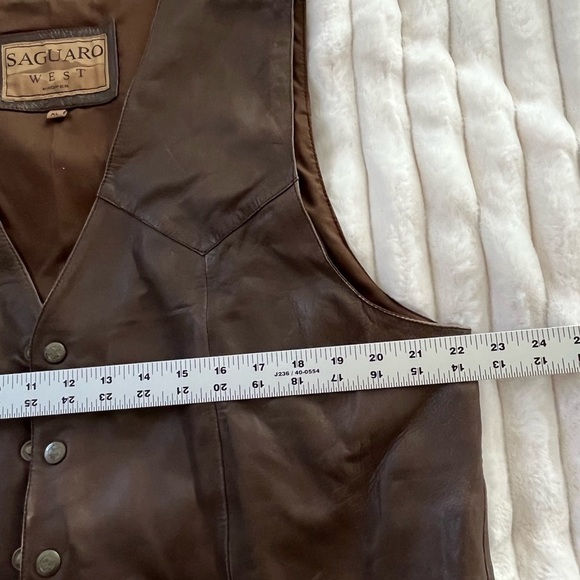 Saguaro by Roper Western Vest Men's Size L Leather Brown Snap Button Rodeo - Picture 15 of 16